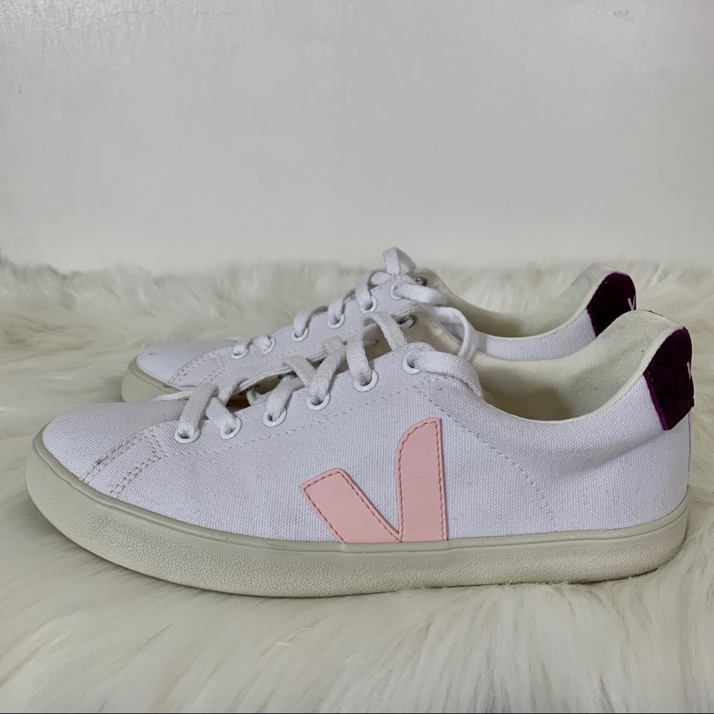 Veja Esplar Canvas Sneakers White/Pink/Burgundy